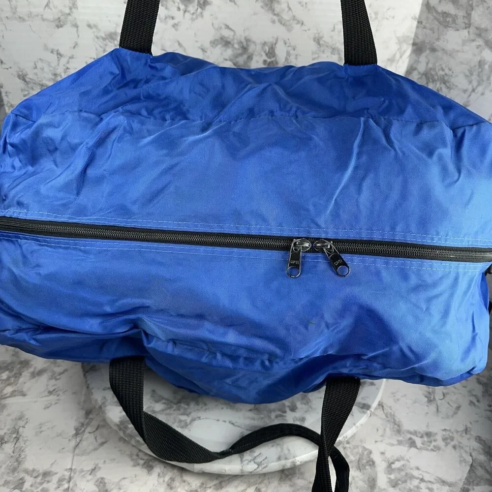 Vintage 80s Nike Gym Duffel Bag Blue Neon Green Nylon‎ Canvas Crossbody Strap